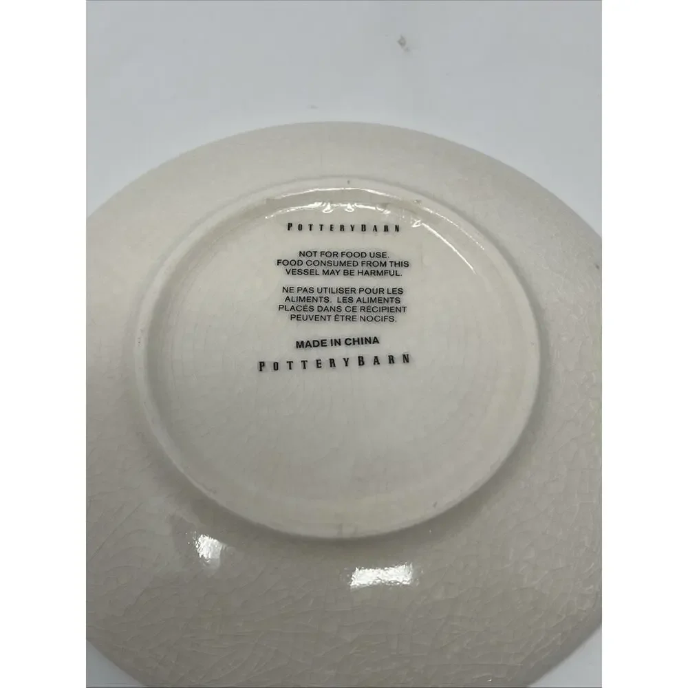 Pottery Barn Trinket Tray Pink Floral Romantic Vanity Dish Gold Trim New